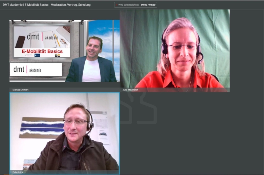 Markus Emmer, Julia Maulahrdt und Peter Löck leiteten das Webinar